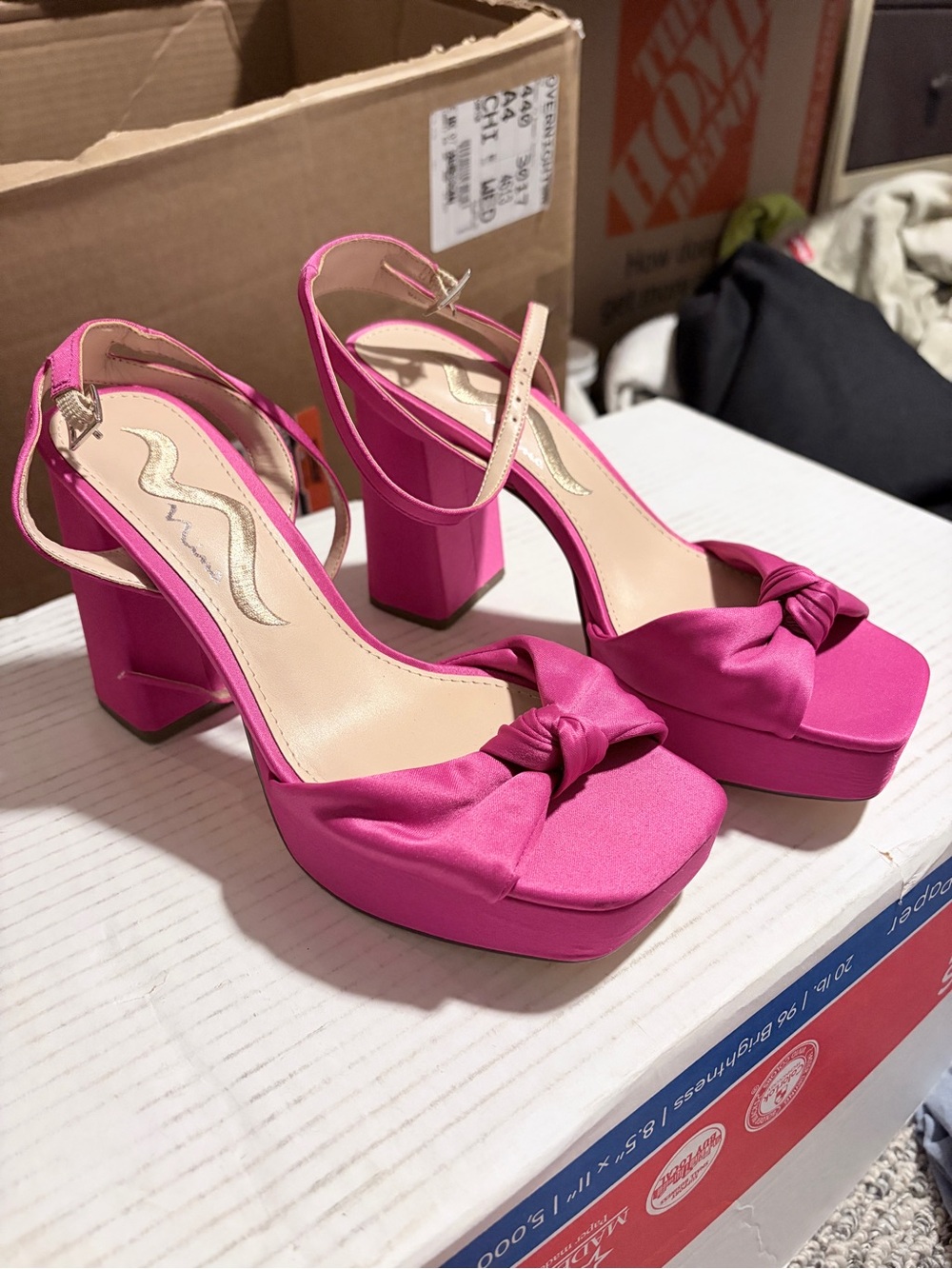 Nina Stacie Satin Pink Heels